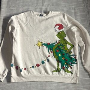 Dr. Seuss Grinch Holiday Crewneck Sweater - White and Green